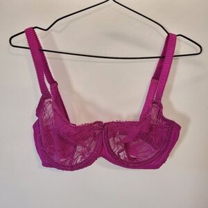 Simone Perele Pink Lace Underwired Sheer Bra - 32e